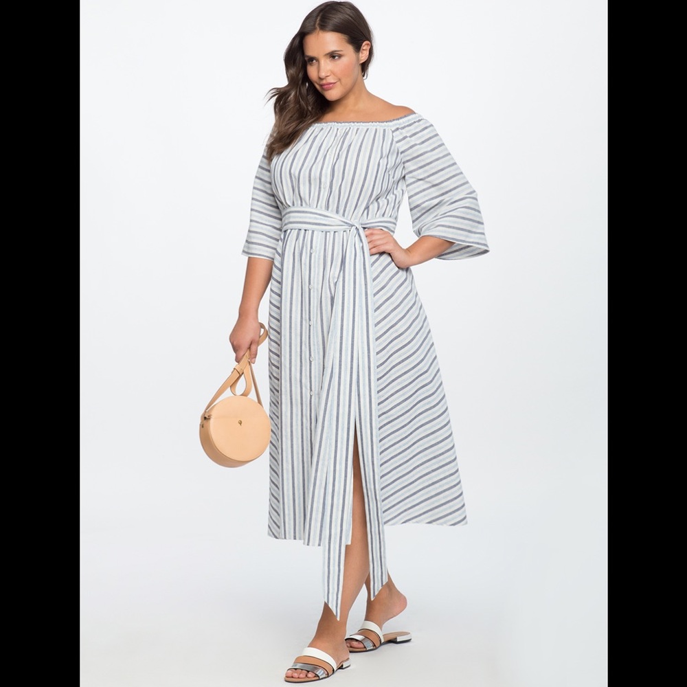 Eloquii Buttondown Off the Shoulder Dress Size 24